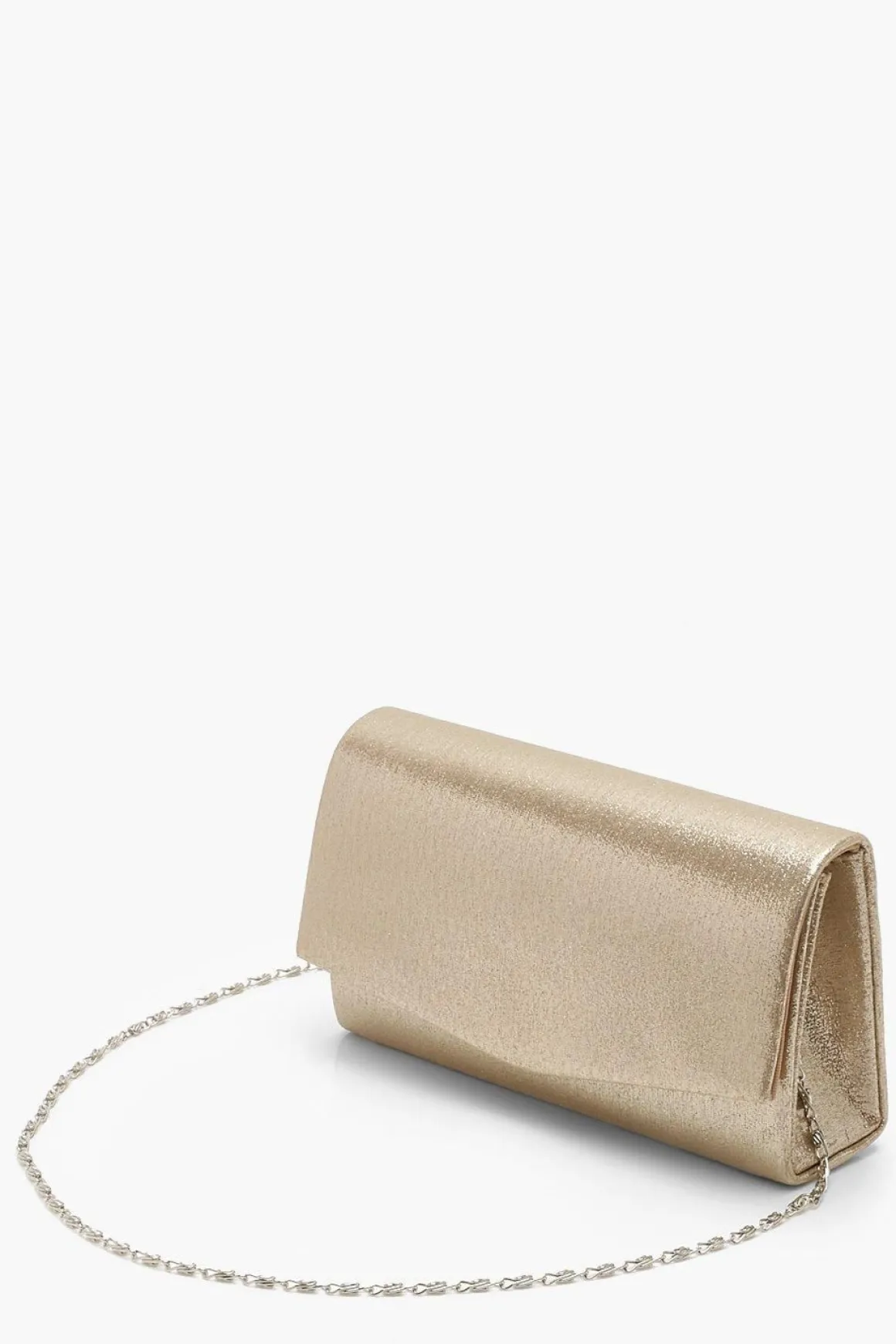 Structured Metallic Clutch Bag & Chain