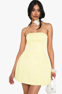 Structured Satin Skater Mini Dress