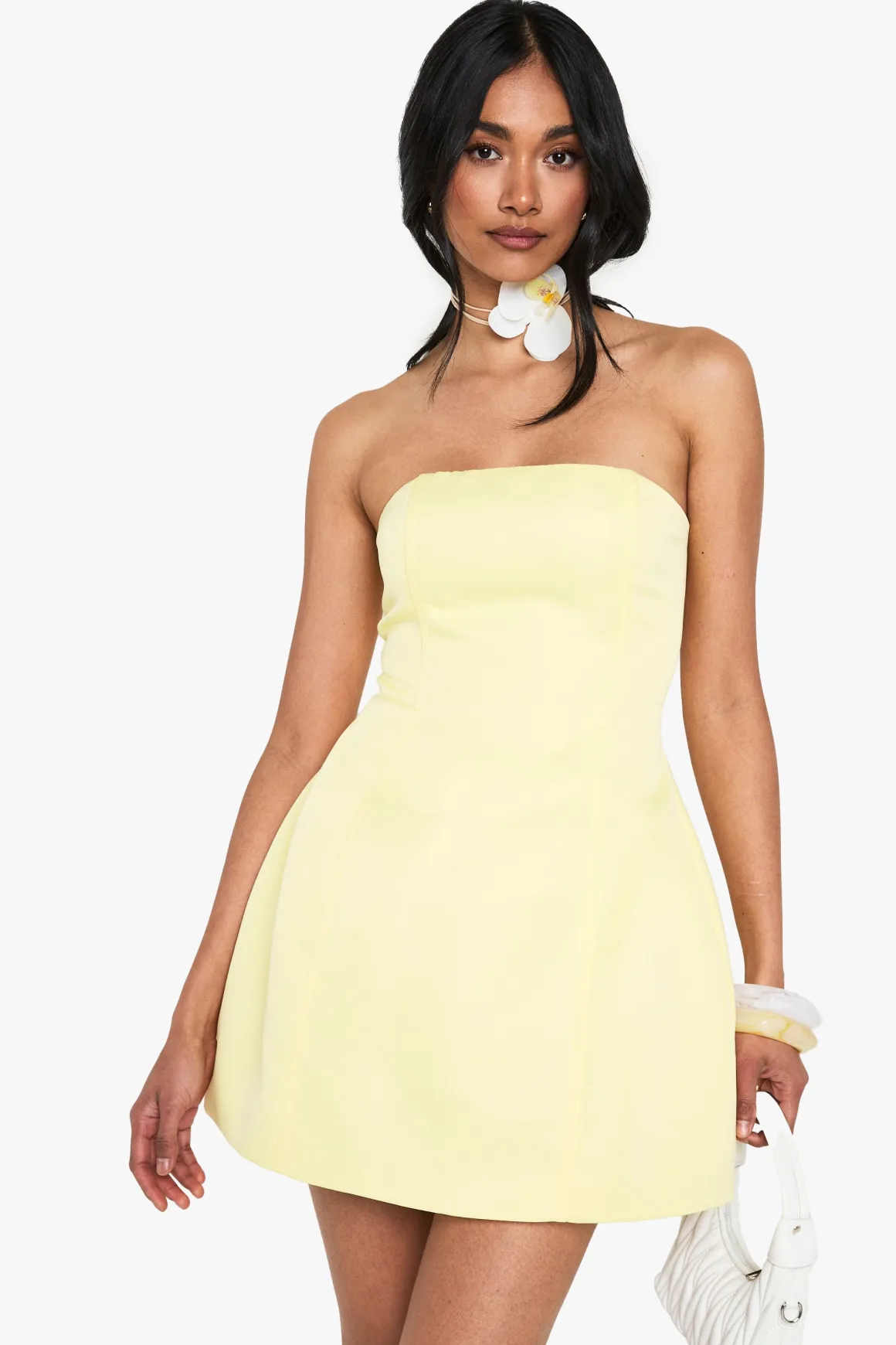 Structured Satin Skater Mini Dress