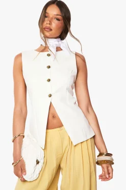 Sunshine Gold Trim Gilet cintré à bordures dorées