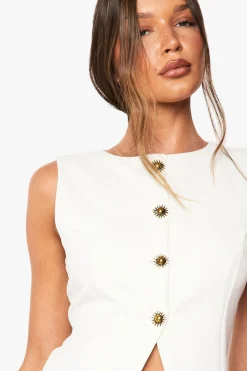 Sunshine Gold Trim Gilet cintré à bordures dorées