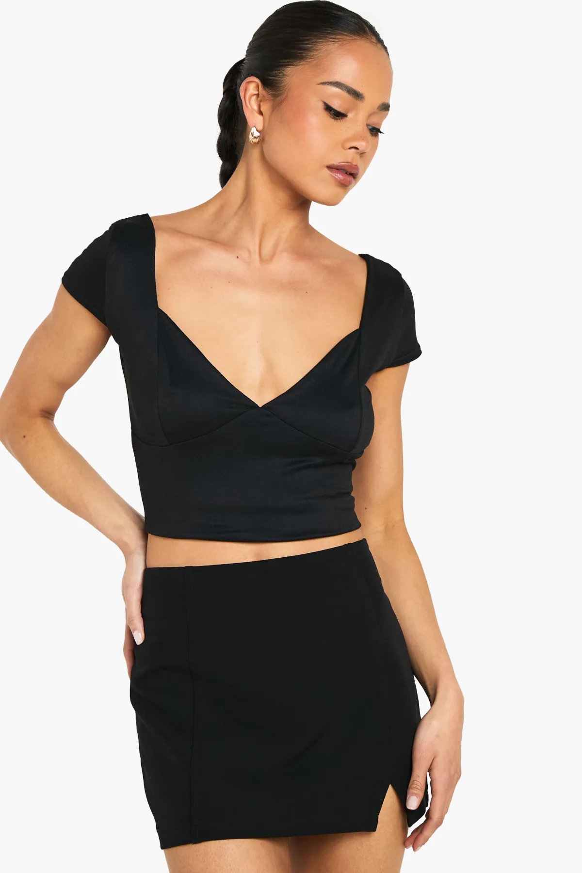 boohoo Super Haut à Encolure Plongeante et Manches Cap Ultra Doux<Femme Tops