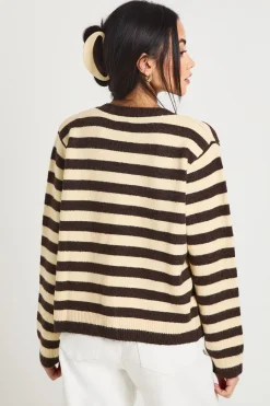 boohoo Super Soft Striped Knitted Boxy Fit Cardigan and Knitted Crop Top 2 Piece Set<Femme Pulls Et Gilets|Toutes Les Mailles