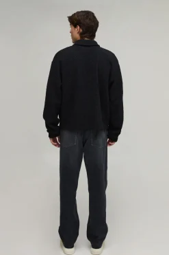 boohooMAN Surchemise Ample Oversize Harrington En Synthétique Borg Avec Fermeture Éclair<Homme Chemises