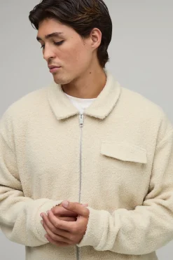 Surchemise Ample Oversize Type Harrington En Synthétique Borg Avec Fermeture Éclair