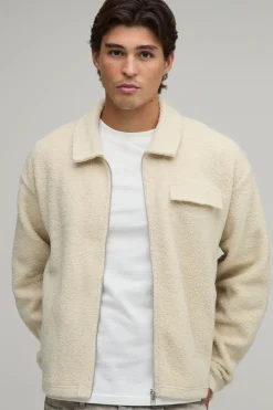 Surchemise Ample Oversize Type Harrington En Synthétique Borg Avec Fermeture Éclair