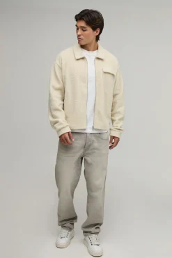 Surchemise Ample Oversize Type Harrington En Synthétique Borg Avec Fermeture Éclair