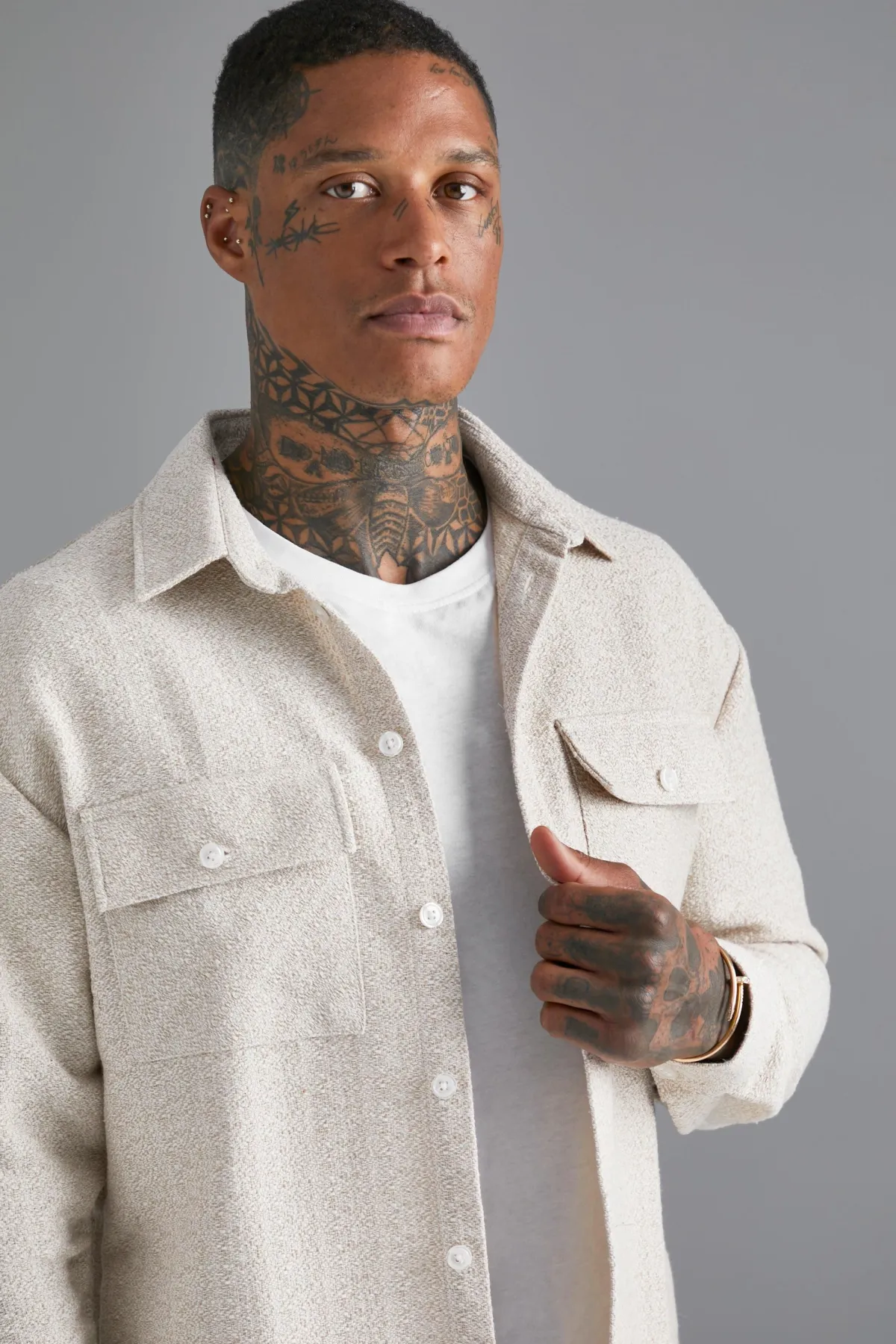 boohooMAN Surchemise Boucle Heavyweight<Homme Chemises Grande Taille|Chemises