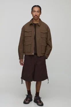boohooMAN Surchemise cargo en ripstop à carreaux surdimensionnée<Homme Chemises