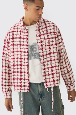 boohooMAN Surchemise à carreaux oversize avec ourlet bungee<Homme Chemises