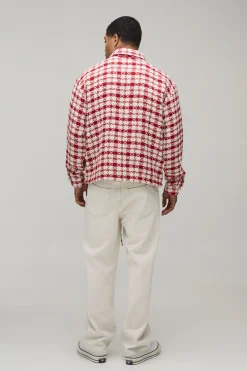 Surchemise à Carreaux Oversize en Bouclé avec Ourlet Élastique