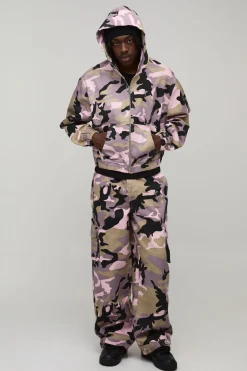 Surchemise À Casynthétiqueche Oversize Courte En Sergé Camouflage