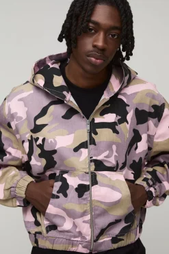 Surchemise À Casynthétiqueche Oversize Courte En Sergé Camouflage