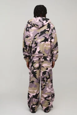 Surchemise À Casynthétiqueche Oversize Courte En Sergé Camouflage