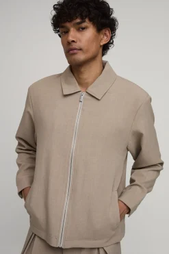 boohooMAN Surchemise Coordonnée Ajustement Regular Tailleur Avec Fermeture Éclair<Homme Tout Afficher|Ensembles Grandes Tailles