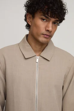 boohooMAN Surchemise Coordonnée Ajustement Regular Tailleur Avec Fermeture Éclair<Homme Tout Afficher|Ensembles Grandes Tailles