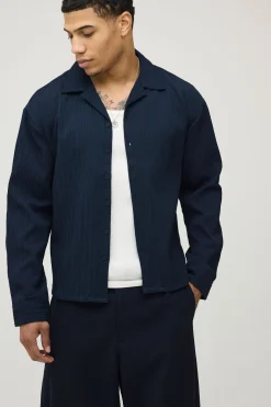 Surchemise Coupe Boxy Courte À Manches Longues Avec Plis Irréguliers