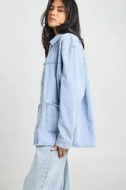 boohoo Surchemise En Denim<Femme Denim|Vestes & Manteaux
