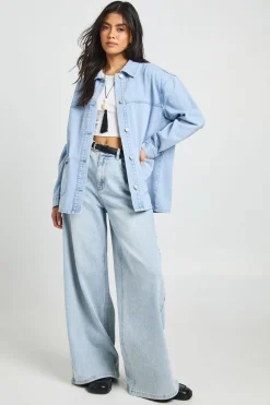 boohoo Surchemise En Denim<Femme Denim|Vestes & Manteaux