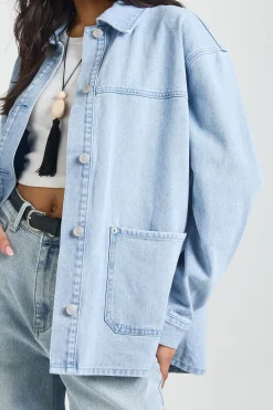 boohoo Surchemise En Denim<Femme Denim|Vestes & Manteaux