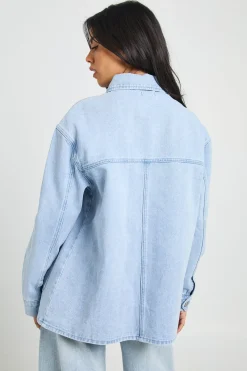 boohoo Surchemise En Denim<Femme Denim|Vestes & Manteaux