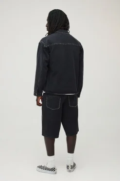 boohooMAN Surchemise En Denim À Clous<Homme Denim|Tout Afficher