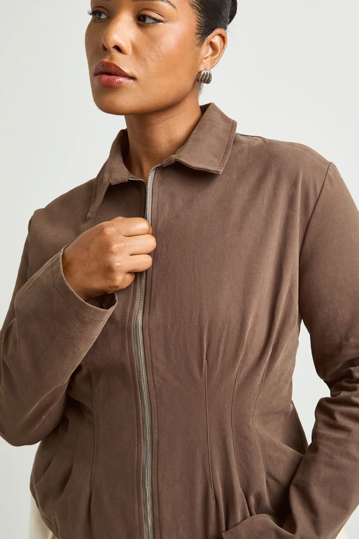 Surchemise Grande Taille En Sergé Avec Fermeture Zippée