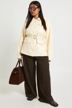 Surchemise Grande Taille En Synthétiquecuir Avec Ceinture Et Poches Utilitaires