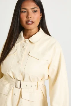 Surchemise Grande Taille En Synthétiquecuir Avec Ceinture Et Poches Utilitaires