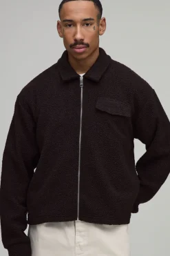 Surchemise Harrington Oversize Ample En Imitation Peau De Mouton Avec Fermeture Éclair