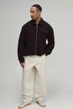 Surchemise Harrington Oversize Ample En Imitation Peau De Mouton Avec Fermeture Éclair
