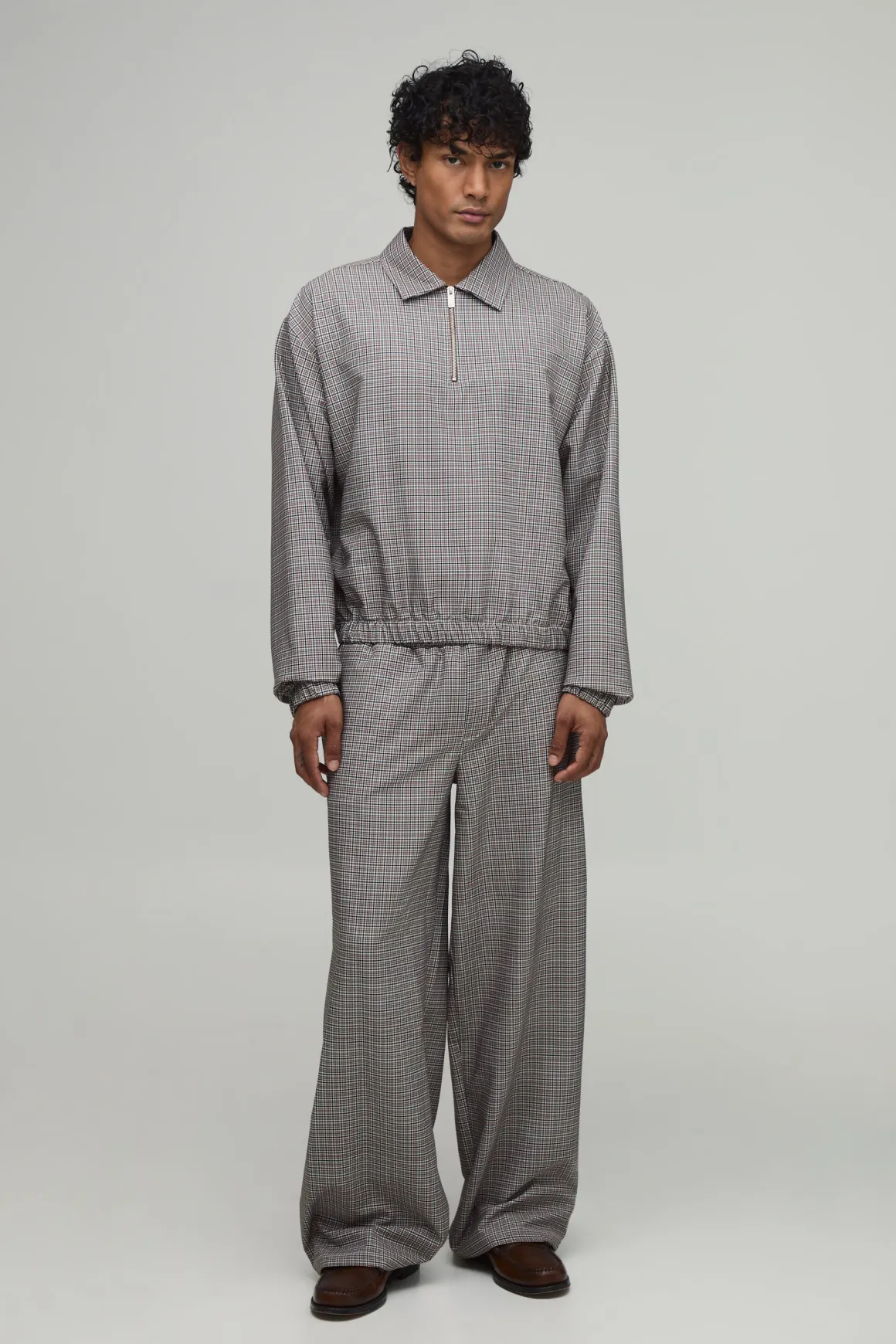 Surchemise Harrington Oversize À Carreaux En Tissu Technique Stretch