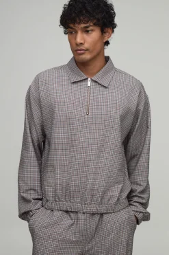 Surchemise Harrington Oversize À Carreaux En Tissu Technique Stretch