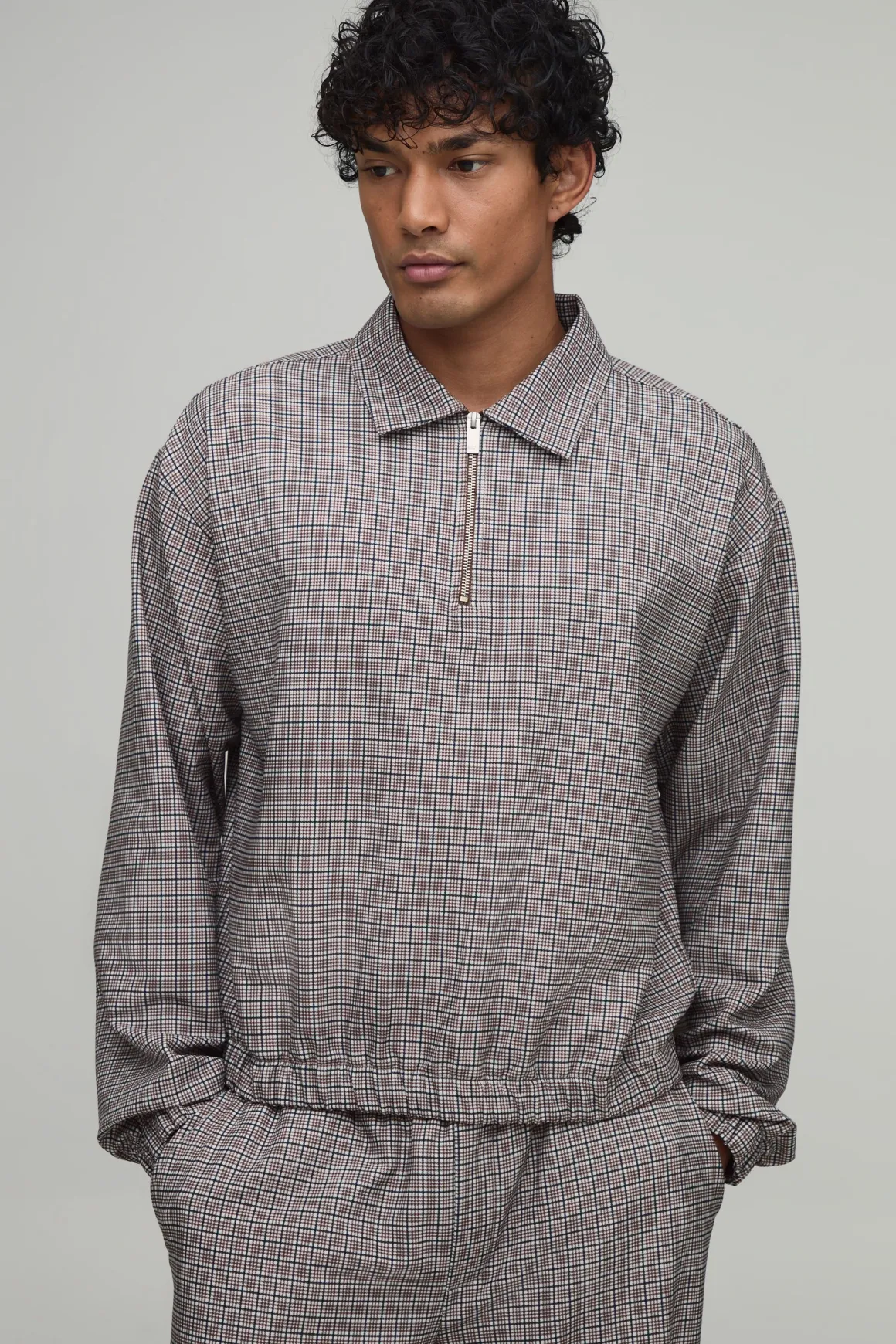 Surchemise Harrington Oversize À Carreaux En Tissu Technique Stretch
