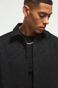 boohooMAN Surchemise jacquard léopard oversize<Homme Chemises