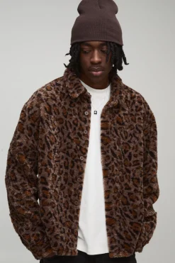 Surchemise léopard synthétique oversize