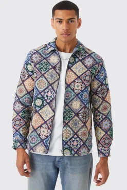 Surchemise à manches longues avec zip et tapisserie à motif diamant