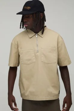 Surchemise Ouvrière Oversize à Fermeture Quart Zip