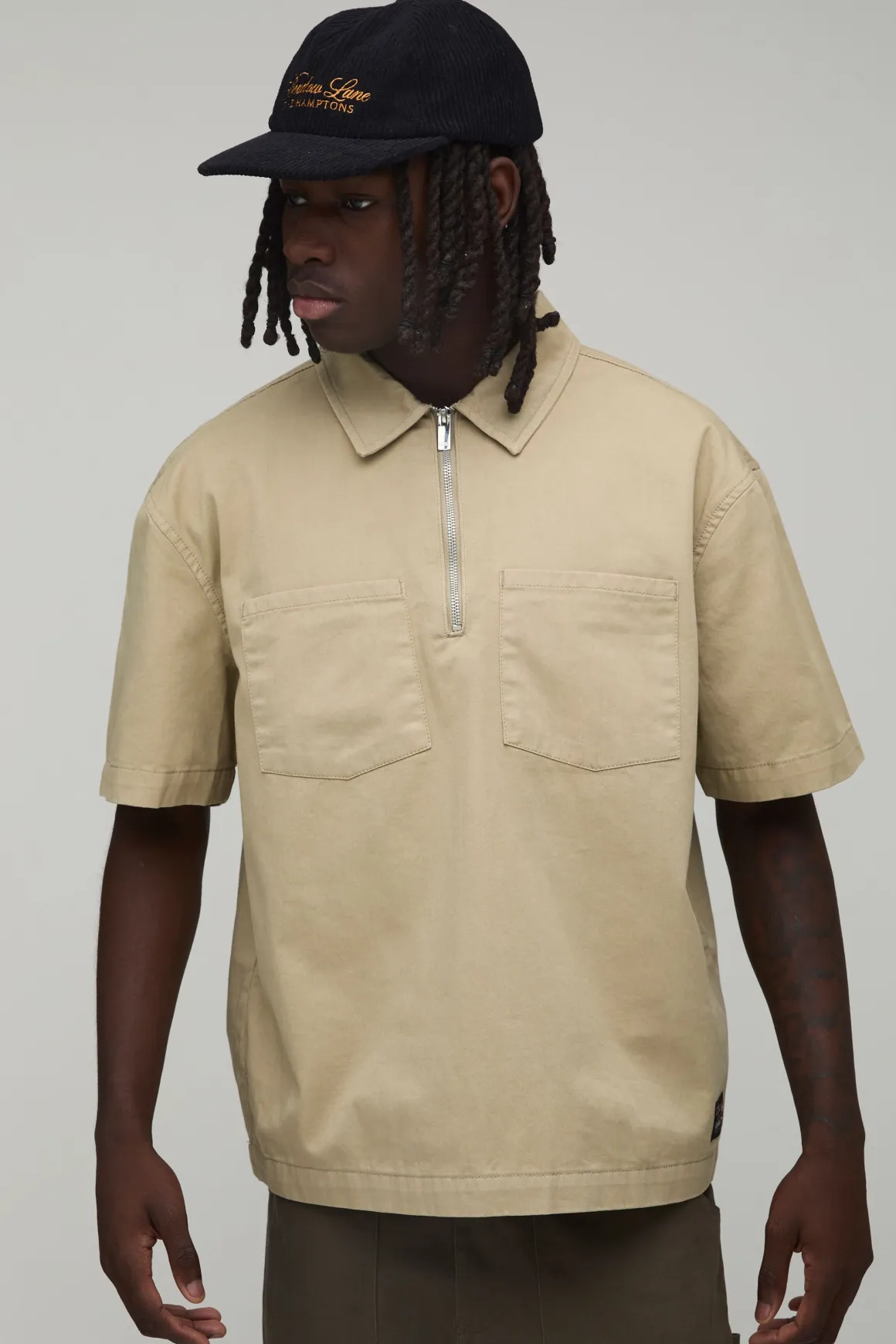 Surchemise Ouvrière Oversize à Fermeture Quart Zip
