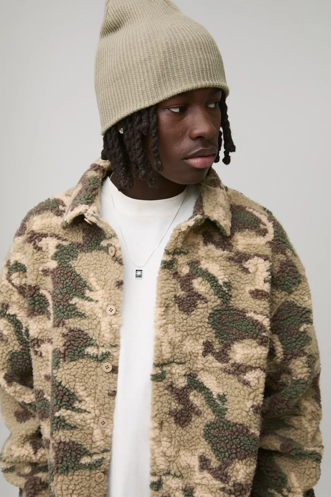 Surchemise oversize camouflage synthétique