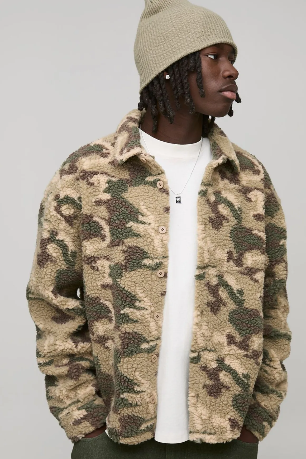 Surchemise oversize camouflage synthétique