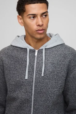 Surchemise oversize à capuche brossée