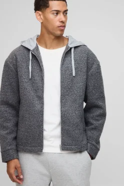 Surchemise oversize à capuche brossée