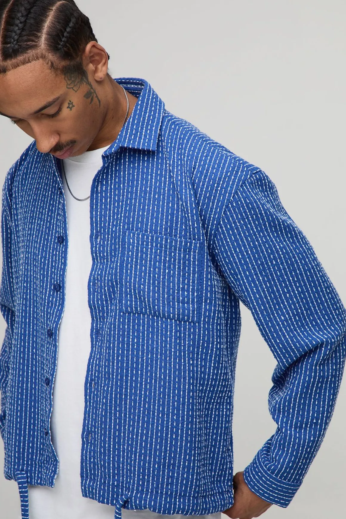 Surchemise oversize à carreaux Boucle Bungee Hem