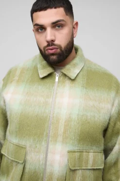boohooMAN Surchemise oversize à carreaux brossés avec poche cargo pour grandes tailles<Homme Chemises Grande Taille|Chemises