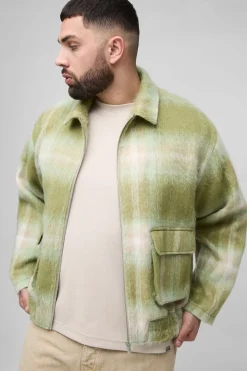boohooMAN Surchemise oversize à carreaux brossés avec poche cargo pour grandes tailles<Homme Chemises Grande Taille|Chemises