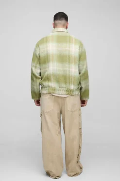 boohooMAN Surchemise oversize à carreaux brossés avec poche cargo pour grandes tailles<Homme Chemises Grande Taille|Chemises
