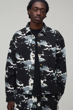 Surchemise Oversize Coupe Boxy Imprimé Camouflage Déformé