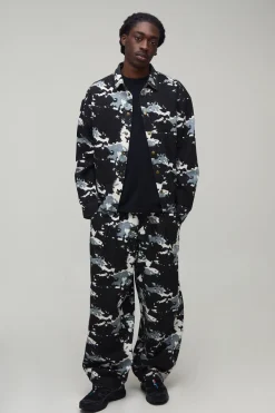 Surchemise Oversize Coupe Boxy Imprimé Camouflage Déformé
