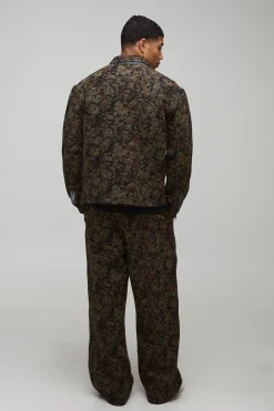 Surchemise oversize en camouflage lavée à l'acide